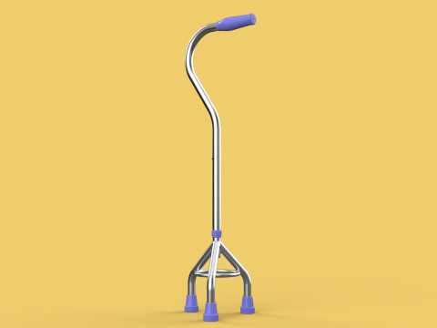 STANDARD TRIPOD WALKING CANE AID ELDERLY STICK POLE GAIT 3 LEG 3D-Modell
