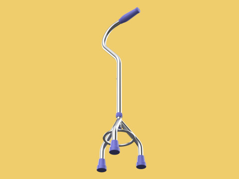 STANDARD TRIPOD WALKING CANE AID ELDERLY STICK POLE GAIT 3 LEG 3D-Modell
