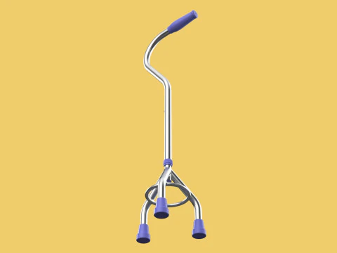 STANDARD TRIPOD WALKING CANE AID ELDERLY STICK POLE GAIT 3 LEG 3D Model