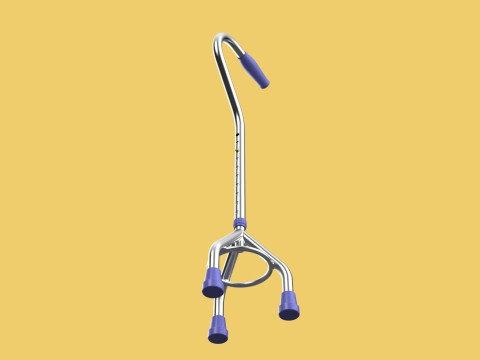 STANDARD TRIPOD WALKING CANE AID ELDERLY STICK POLE GAIT 3 LEG 3D-Modell