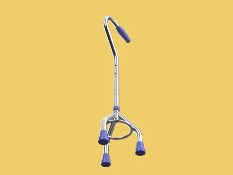 STANDARD TRIPOD WALKING CANE AID ELDERLY STICK POLE GAIT 3 LEG 3D Model