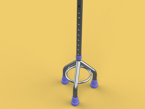 STANDARD TRIPOD WALKING CANE AID ELDERLY STICK POLE GAIT 3 LEG 3D-Modell