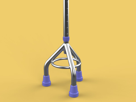 STANDARD TRIPOD WALKING CANE AID ELDERLY STICK POLE GAIT 3 LEG 3D-Modell