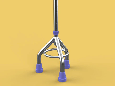 STANDARD TRIPOD WALKING CANE AID ELDERLY STICK POLE GAIT 3 LEG 3D Model