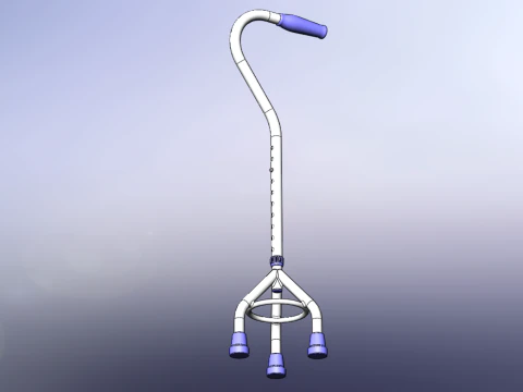 STANDARD TRIPOD WALKING CANE AID ELDERLY STICK POLE GAIT 3 LEG 3D Model