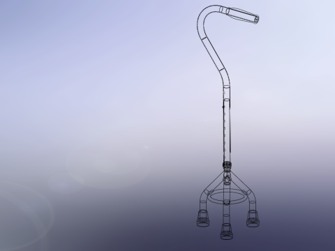 STANDARD TRIPOD WALKING CANE AID ELDERLY STICK POLE GAIT 3 LEG 3D-Modell