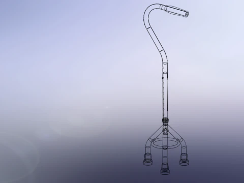 STANDARD TRIPOD WALKING CANE AID ELDERLY STICK POLE GAIT 3 LEG 3D Model