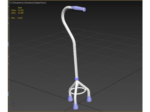 STANDARD TRIPOD WALKING CANE AID ELDERLY STICK POLE GAIT 3 LEG 3D Model