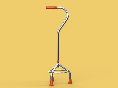 STANDARD WALKING CANE AID ELDERLY TRIPOD STICK POLE GAIT 3 LEG 3D Модель
