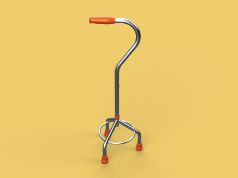 STANDARD WALKING CANE AID ELDERLY TRIPOD STICK POLE GAIT 3 LEG 3D Модель