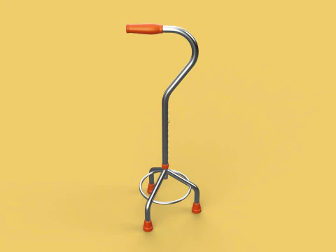 STANDARD WALKING CANE AID ELDERLY TRIPOD STICK POLE GAIT 3 LEG 3D Model