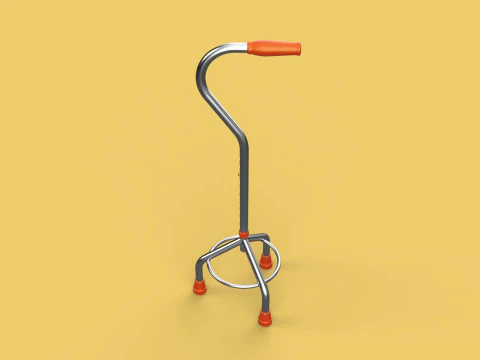 STANDARD WALKING CANE AID ELDERLY TRIPOD STICK POLE GAIT 3 LEG 3D Model