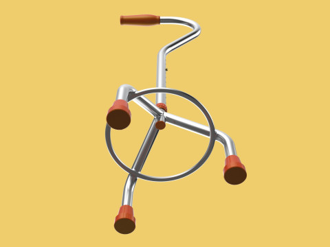 STANDARD WALKING CANE AID ELDERLY TRIPOD STICK POLE GAIT 3 LEG 3D Модель