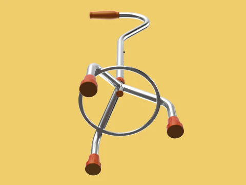 STANDARD WALKING CANE AID ELDERLY TRIPOD STICK POLE GAIT 3 LEG 3D Model