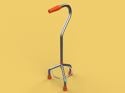 STANDARD WALKING CANE AID ELDERLY TRIPOD STICK POLE GAIT 3 LEG 3D Модель