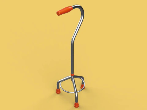 STANDARD WALKING CANE AID ELDERLY TRIPOD STICK POLE GAIT 3 LEG 3D Model