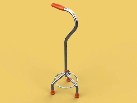 STANDARD WALKING CANE AID ELDERLY TRIPOD STICK POLE GAIT 3 LEG 3D Model