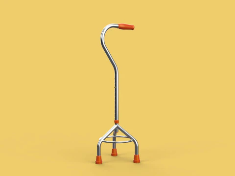 STANDARD WALKING CANE AID ELDERLY TRIPOD STICK POLE GAIT 3 LEG 3D Model