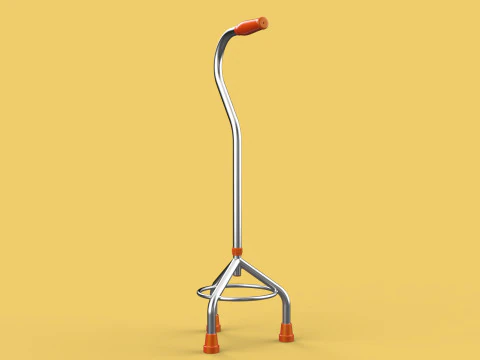 STANDARD WALKING CANE AID ELDERLY TRIPOD STICK POLE GAIT 3 LEG 3D Model