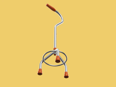 STANDARD WALKING CANE AID ELDERLY TRIPOD STICK POLE GAIT 3 LEG 3D Model