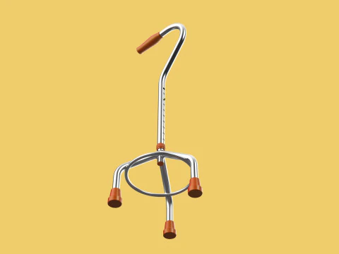 STANDARD WALKING CANE AID ELDERLY TRIPOD STICK POLE GAIT 3 LEG 3D Model
