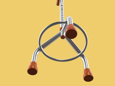 STANDARD WALKING CANE AID ELDERLY TRIPOD STICK POLE GAIT 3 LEG 3D Модель