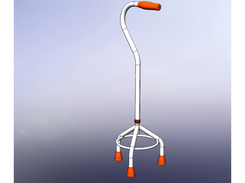 STANDARD WALKING CANE AID ELDERLY TRIPOD STICK POLE GAIT 3 LEG 3D Модель