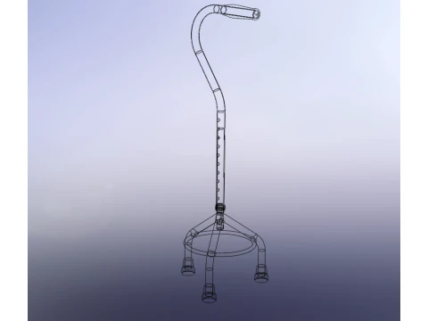 STANDARD WALKING CANE AID ELDERLY TRIPOD STICK POLE GAIT 3 LEG 3D Model