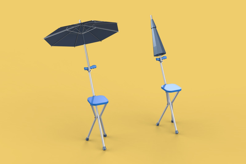 FOLDING CHAIR UMBRELLA POLE STICK CANE WALKING SEAT STOOL CANOPY Model 3D .c4d .max .obj .3ds .fbx .stl .blend