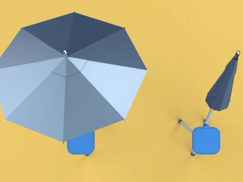 FOLDING CHAIR UMBRELLA POLE STICK CANE WALKING SEAT STOOL CANOPY 3D Model