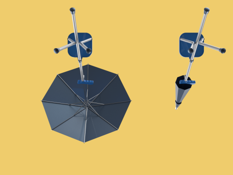 FOLDING CHAIR UMBRELLA POLE STICK CANE WALKING SEAT STOOL CANOPY Model 3D