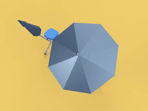 FOLDING CHAIR UMBRELLA POLE STICK CANE WALKING SEAT STOOL CANOPY 3D Model