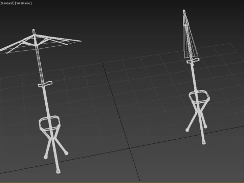 FOLDING CHAIR UMBRELLA POLE STICK CANE WALKING SEAT STOOL CANOPY 3D Model