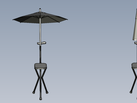 FOLDING CHAIR UMBRELLA POLE STICK CANE WALKING SEAT STOOL CANOPY Model 3D
