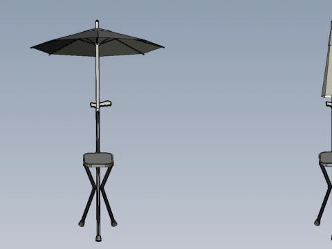 FOLDING CHAIR UMBRELLA POLE STICK CANE WALKING SEAT STOOL CANOPY 3D Model