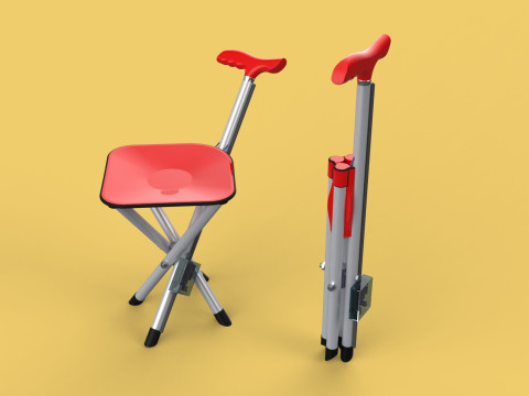 SMART ASSISTIVE BLIND STICK WALKING CANE WITH FOLDING SEAT CHAIR 3D Модель