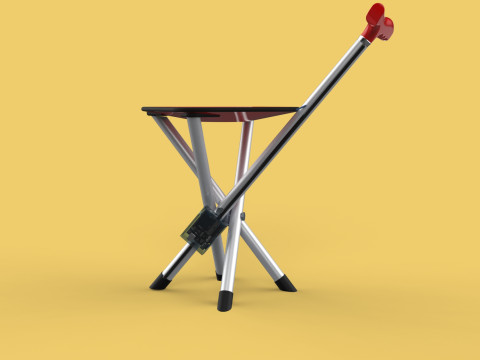 SMART ASSISTIVE BLIND STICK WALKING CANE WITH FOLDING SEAT CHAIR 3D Модель