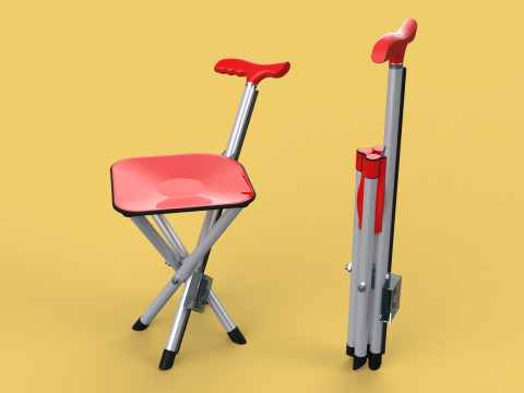 SMART ASSISTIVE BLIND STICK WALKING CANE WITH FOLDING SEAT CHAIR 3D Модель