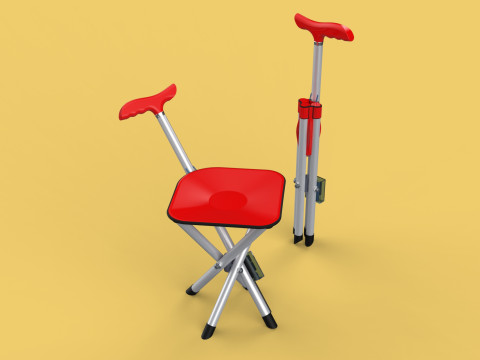 SMART ASSISTIVE BLIND STICK WALKING CANE WITH FOLDING SEAT CHAIR 3D Модель