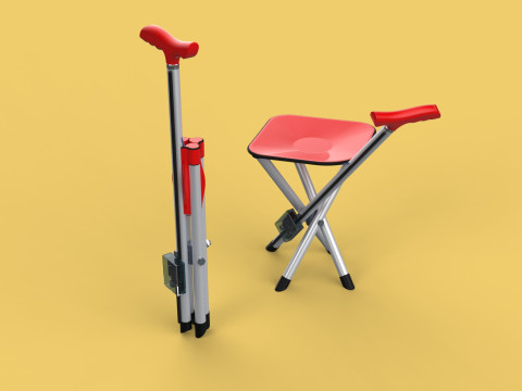 SMART ASSISTIVE BLIND STICK WALKING CANE WITH FOLDING SEAT CHAIR 3D Модель