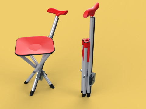 SMART ASSISTIVE BLIND STICK WALKING CANE WITH FOLDING SEAT CHAIR 3D Модель