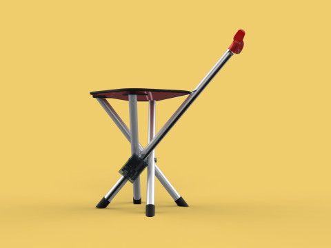 SMART ASSISTIVE BLIND STICK WALKING CANE WITH FOLDING SEAT CHAIR 3D Модель