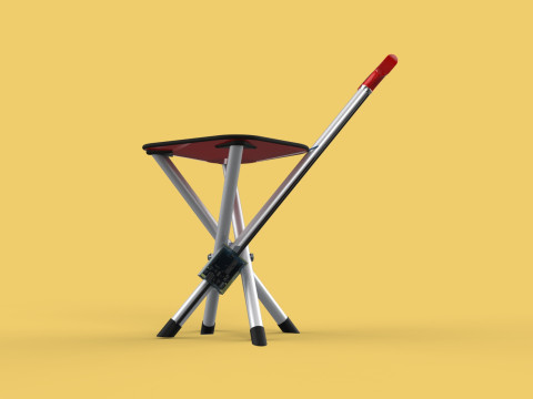 SMART ASSISTIVE BLIND STICK WALKING CANE WITH FOLDING SEAT CHAIR 3D Модель