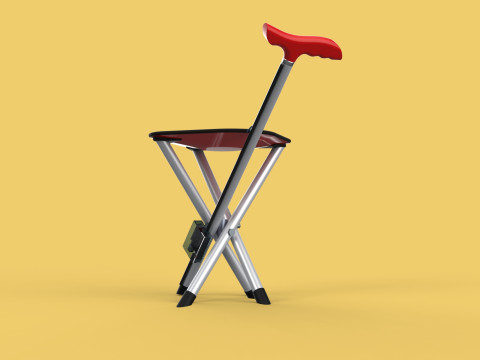 SMART ASSISTIVE BLIND STICK WALKING CANE WITH FOLDING SEAT CHAIR 3D Модель
