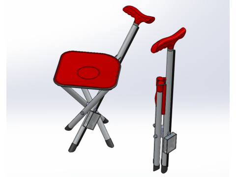 SMART ASSISTIVE BLIND STICK WALKING CANE WITH FOLDING SEAT CHAIR 3D Модель