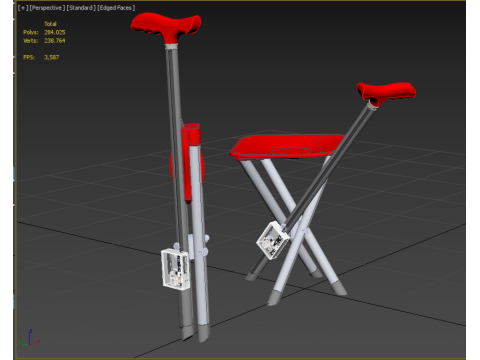 SMART ASSISTIVE BLIND STICK WALKING CANE WITH FOLDING SEAT CHAIR 3D Модель