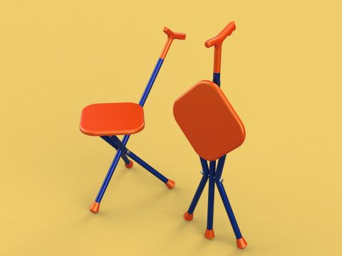 SMART BLIND STICK POLE WALKING CANE FOLDING SEAT CHAIR STOOL AID 3D 모델