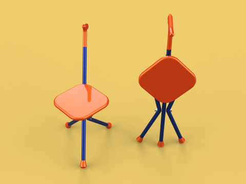 SMART BLIND STICK POLE WALKING CANE FOLDING SEAT CHAIR STOOL AID 3D 모델