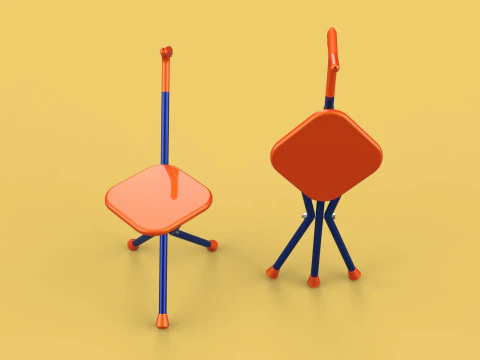 SMART BLIND STICK POLE WALKING CANE FOLDING SEAT CHAIR STOOL AID 3D Model