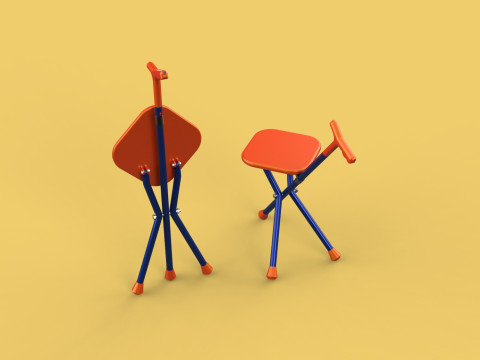 SMART BLIND STICK POLE WALKING CANE FOLDING SEAT CHAIR STOOL AID 3D 모델